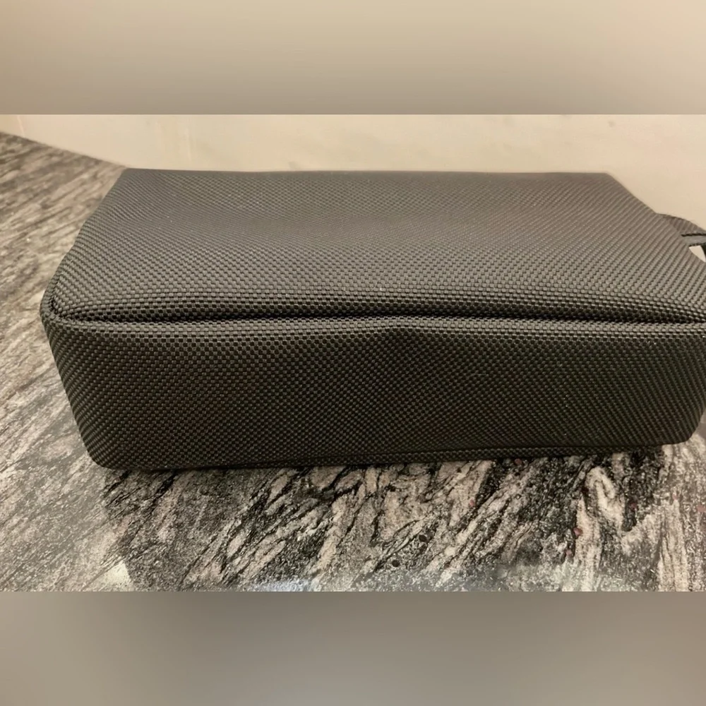 NEW - TUMI Zippered Small Kit - 4”x7” Pouch - Cosmetic Bag - BLACK with GOLD